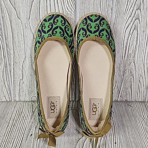 UGG Indah Marrakech Green Blue Cotton Flats Womens Size 7 NEW - Picture 6 of 12